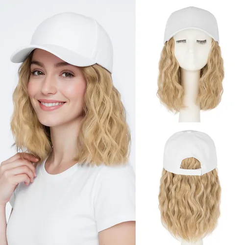 Miniatura 33 de SEGO - Peluca de gorra con pelo adjunto para mujer, gorra negra de béisbol con extensiones de pelo, gorra de béisbol larga y ondulada con ajuste