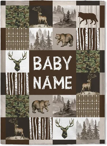 Miniatura 8 de FLOCHIL Manta de bebé personalizada para niños, manta de bebé personalizada con nombre, manta de bebé de bosque personalizada, regalo para baby