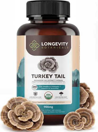 Miniatura 11 de Cápsulas orgánicas de hongo cola de pavo Extracto de suplemento de 120 unidades Trametes Versicolor Cuerpo fructífero ≥50% Beta-D-Glucanos 40