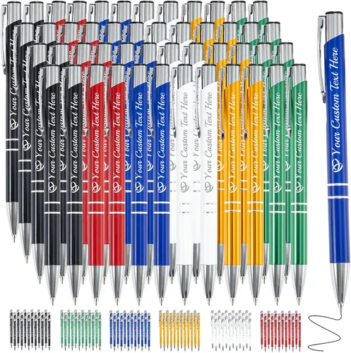 Miniatura 21 de Bolígrafo personalizado, 1 unidad, bolígrafo personalizado con logotipo de mensaje de nombre comercial grabado, tapa de clic de tinta negra, regalo
