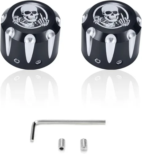 Miniatura 5 de Juego de 2 tapas de tuerca de eje delantero, juego de tapas de eje, tapa de tuerca de eje delantero de aluminio CNC estilo calavera, compatible