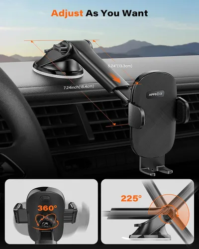 Miniatura 3 de APPS2Car Soporte para teléfono de automóvil para tablero y parabrisas, soporte de teléfono celular manos libres para automóvil, compatible con todos
