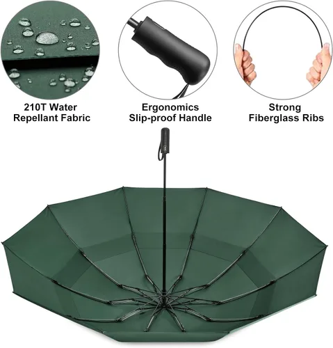 Miniatura 103 de G4Free Paraguas de golf grande de 42/46/54/62 pulgadas, paraguas compacto de viaje inverso, 10 varillas, resistente al viento para lluvia, doble