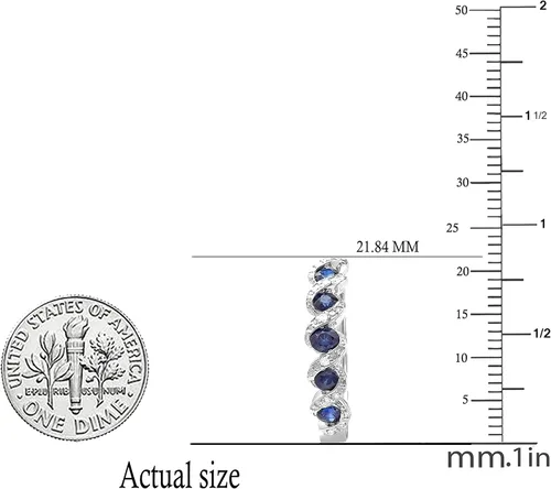 Miniatura 4 de Dazzlingrock Collection Pendientes de aro redondos blancos con piedras preciosas y diamantes blancos plata de ley