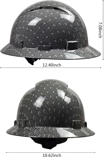 Miniatura 2 de Casco de seguridad OSHA de ala completa, casco de seguridad duradero y ligero de fibra de carbono, equipo de protección de suspensión de trinquete