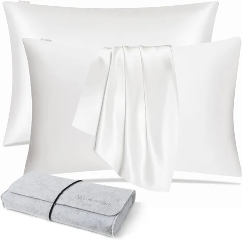 Miniatura 48 de DISANGNI Funda de almohada de seda de morera 100% natural para cabello y piel con cremallera oculta, 22 momme ambos lados