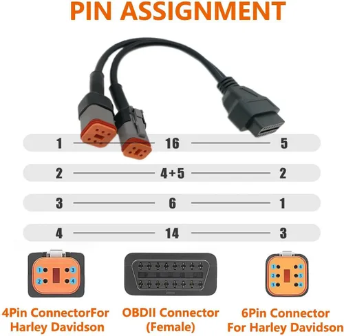 Miniatura 4 de 4 pin 6pin obd2 motocicleta cable diagnóstico escáner adaptador 4pin 6pin 2 en 1 motocicleta cable apto para Harley Davidson moto 4pin+6pin motorad