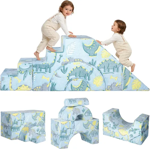 Miniatura 10 de MeMoreCool - Sofá modular para niños, sofá de espuma con diseño de tobogán y escalera, sofá convertible para niños para sala de juegos, mueble