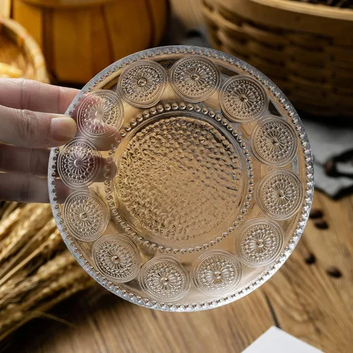 Miniatura 4 de Gezzeny Tazas de café vintage con platillos de 14 onzas, juego de 2 tazas de vidrio en relieve, tazas de té, tazas de café de vidrio para capuchino