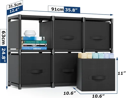 Miniatura 2 de Mavivegue Organizador de Almacenamiento de 6 Compartimentos, Organizadores de Armario y Almacenamiento, Estantería de Almacenamiento de Cubos, Fácil