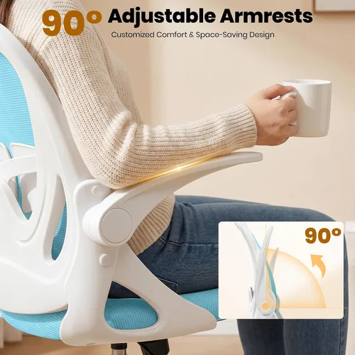 Miniatura 9 de Primy Silla de Dibujo Silla Alta de Oficina con Reposabrazos Abatibles Silla Ejecutiva Ergonómica de Computadora para Escritorio de Pie con Soporte