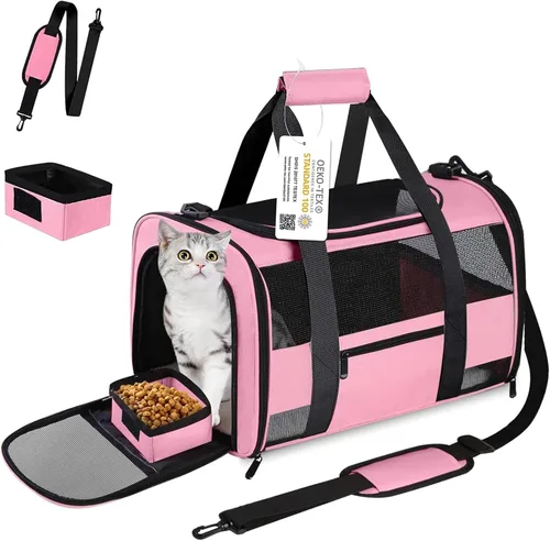 Miniatura 8 de Transportín para Gatos Transportín para Mascotas Aprobado por Aerolíneas para Perros Pequeños Gatos Cachorros Plegable de Lados Suaves Bolsa de Negro