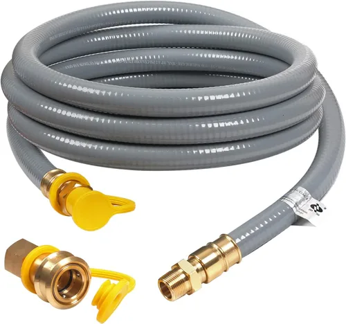Miniatura 9 de Manguera de gas natural de 36 pies, 56 pies, 3/4 pulgadas de diámetro interior con accesorios de desconexión rápida para electrodomésticos