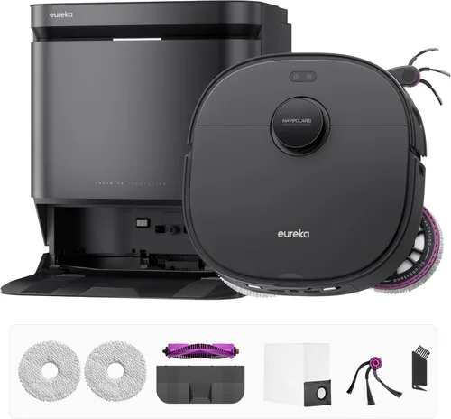 Eureka J15 Max - Robot aspirador de vacío ultra autovaciante todo en uno, succión de 22,000 Pa 176℉ Lavado con agua caliente 131°F secado con aire