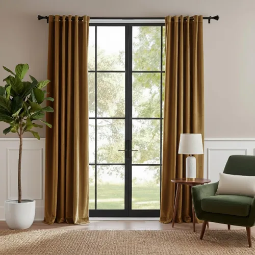 Miniatura 16 de RYB HOME Cortinas de terciopelo beige camello 84 pulgadas, cortinas gruesas de terciopelo para oscurecer la habitación para decoración de granja