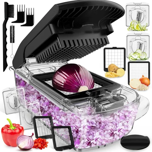Miniatura 11 de Fullstar The Original Pro Chopper - Picador de verduras y espiralizador, picador de alimentos con recipiente, rebanador de frutas, accesorios