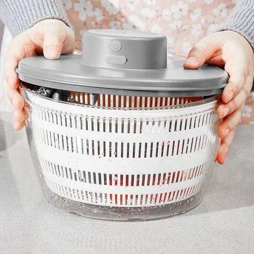 Miniatura 8 de Lavadora secadora de verduras, 4L de gran capacidad, colador de frutas y verduras, hilandero eléctrico USB para ensalada, limpiador y secadora