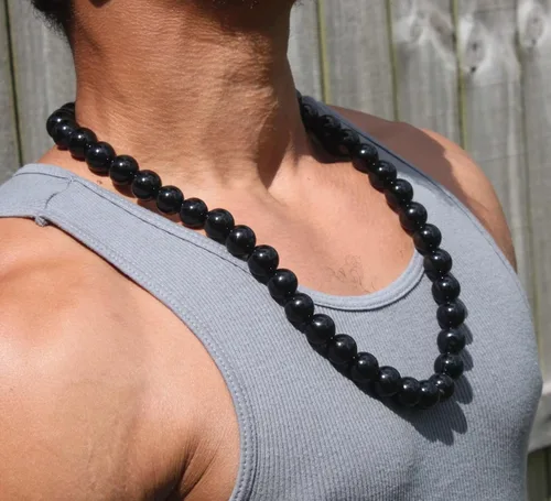 Miniatura 26 de Handmade Black Onyx Crystal Mens Necklace - Grounding Genuine Gemstone Beaded Mala Willpower, Protection, Prosperity Black Choker - Jewelry Gift