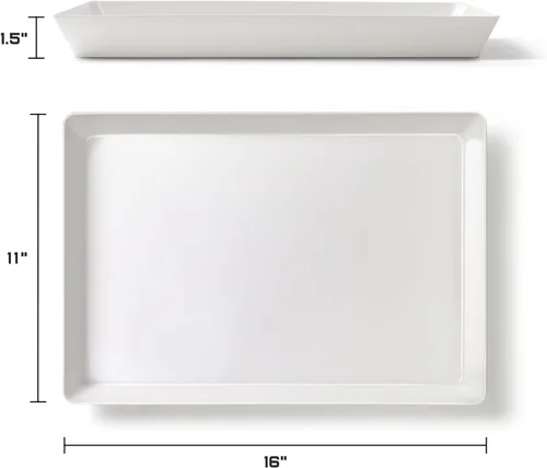 Miniatura 2 de 3 paquetes, 40 x 28 centímetros Bandejas grandes blancas reutilizables de plástico para servir galletas, aperitivos, charcutería, bocadillos