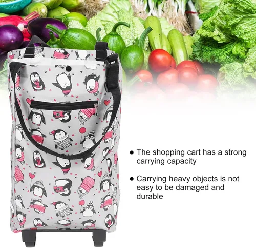 Miniatura 5 de Carrito de compras plegable con ruedas,Carro doméstico Carros de comestibles que reducen la carga,Carritos de compras de moda y prácticos