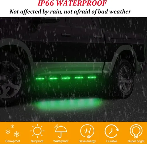 Miniatura 2 de Paquete de 10 Luces Laterales Marcadoras de Remolque DC 12V Verde Ahumado 3.8" 6 LED Barra de Luz de Gálibo Tira de Luz Indicadora de Señal