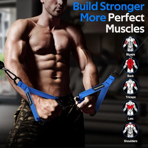 Miniatura 5 de RENRANRING Asas de Ejercicio para Gimnasio, Accesorios de Reemplazo para Poleas de Máquina de Cable, Banda de Resistencia y Entrenador de Fuerza