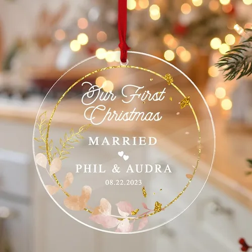 Miniatura 10 de Adorno de Navidad personalizado 2024; regalo de compromiso A1 para Co. Personalizar y apreciar