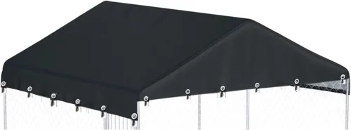 Cubierta para perrera para perros al aire libre, 10 pies de ancho x 10 pies de largo, hecha de tela Oxford impermeable 600D, repuesto negro (sin