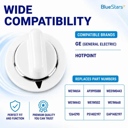 Miniatura 3 de BlueStars WE1M654 - Pomo temporizador para secadora con anillo de metal reforzado, compatible con secadores GE y Hotpoint, reemplaza a AP3995098