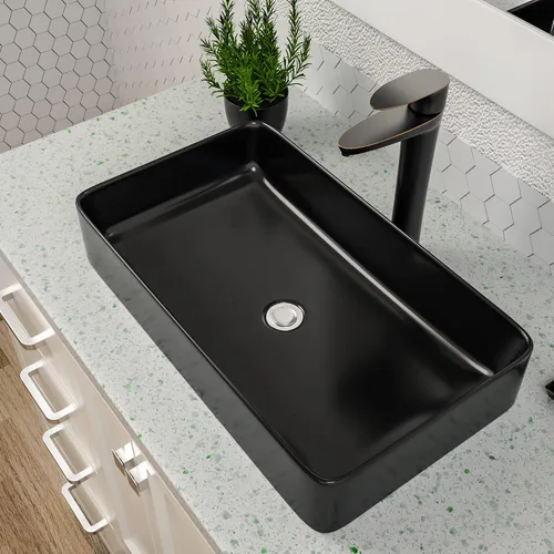 Miniatura 11 de Lavabo Rectangular, Dcolora 19" x 15" Lavabo de Baño de Cerámica Blanca de Porcelana Rectangular Lavabo de Baño Sobre Mostrador Lavamanos de Tocador