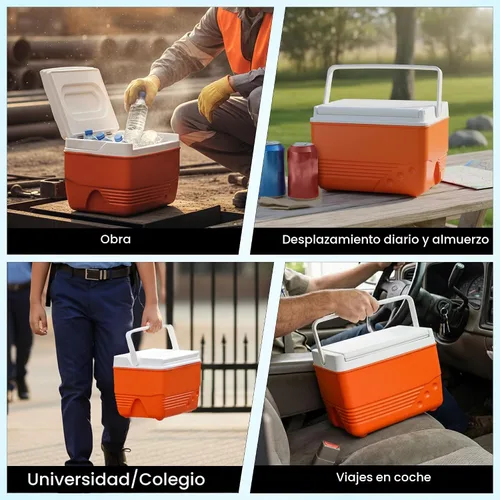 Miniatura 3 de Pequeña carcasa rígida para enfriar, hielera con mango retráctil, pequeña caja de refrigeración dura con retención de hielo de 3 a 4 días, enfriador