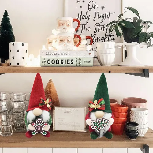 Miniatura 5 de Attiigny - Gnomos de Navidad de felpa con jengibre, gnomo navideño hecho a mano, sueco nórdico, rojo verde, figura de gnomo clásico, regalos de elfo