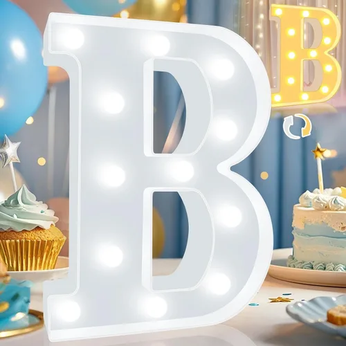 Miniatura 31 de Pooqla Letras con luces LED de marquesina, letras decorativas iluminadas en blanco cálido y blanco frío, letras del alfabeto iluminadas para niños