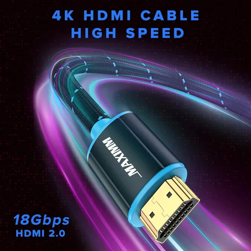 Miniatura 3 de Cable HDMI 4K Ultra HD de 1 pie (paquete de 100) Cable HDMI 2.0 trenzado de nailon, alta velocidad 18Gbps 4K60Hz HDR, 3D, 2160p, 1080p, HDCP 2.2