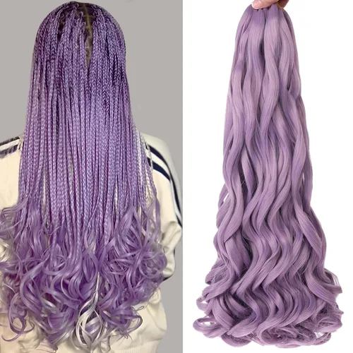 Miniatura 10 de COOKOO 9 paquetes de cabello rizado francés trenzado de 18 pulgadas, suave y flexible, cabello trenzado de alta calidad, rizos franceses, extensión