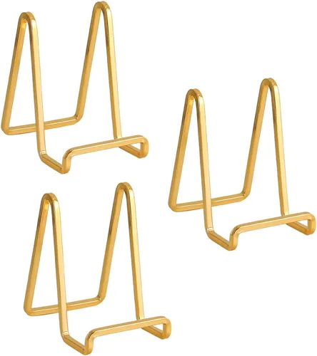 Miniatura 9 de DIDUDIDU Soportes de platos para exhibición, soportes pequeños de caballete de hierro de 4.5 pulgadas para platos decorativos, marcos de fotos
