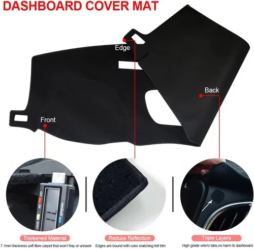 Miniatura 3 de Tapete para cubierta de salpicadero compatible con Chevy Chevrolet Silverado 1500 2500HD 3500HD/2019-2022 GMC Sierra 2019-2022 sin pantalla frontal