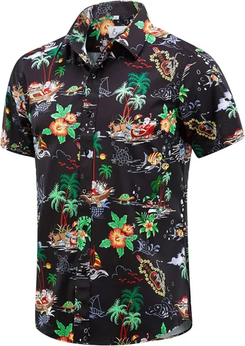 Miniatura 52 de EUOW - Camisas hawaianas para hombre de manga corta con botones, estampadas para la playa y el verano