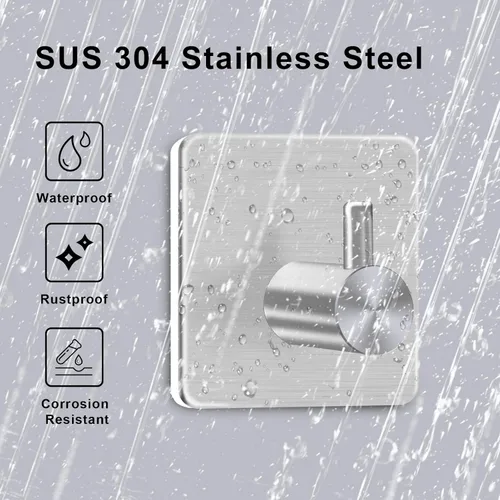 Miniatura 3 de Ganchos adhesivos para toallas, ganchos de pared, ganchos de acero inoxidable resistentes, ganchos de puerta, ganchos de baño para colgar abrigos