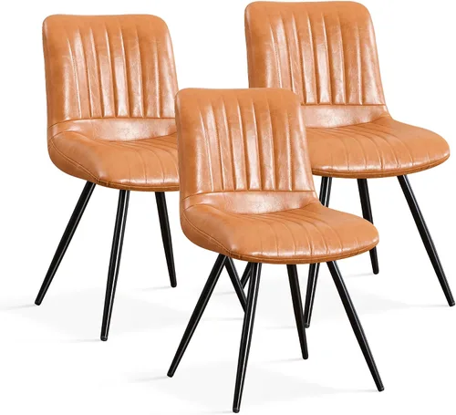 Miniatura 36 de Sillas de comedor, modernas sillas de comedor con cojines gruesos, sillas tapizadas de piel sintética para cocina, comedor con patas de metal