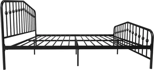 Miniatura 10 de Novogratz Bushwick - Marco de cama Queen de metal con cabecera ligeramente triangular, husillos insertados, base ajustable para almacenamiento,