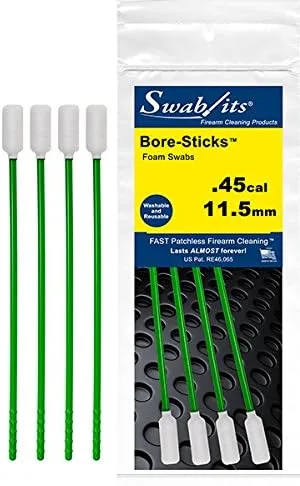 SWAB-ITS Hisopo de limpieza para armas de fuego de calibre 45 de 8.5 pulgadas, fabricado en los Estados Unidos, .45 cal 0.453 in 43-4509