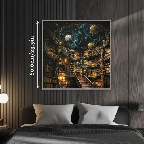 Miniatura 5 de Rompecabezas de biblioteca espacial de fantasía para adultos, 1000 piezas, rompecabezas de libro de arte misterioso, planeta, estantería mágica
