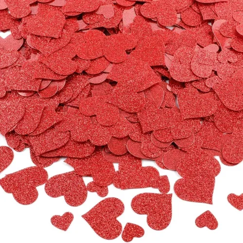 Miniatura 3 de Paquete de 20 recortes de corazón de papel con purpurina roja deslumbrante, 5, 7 pulgadas, 11.5 pulgadas (paquete de 20), perfecto para decoraciones