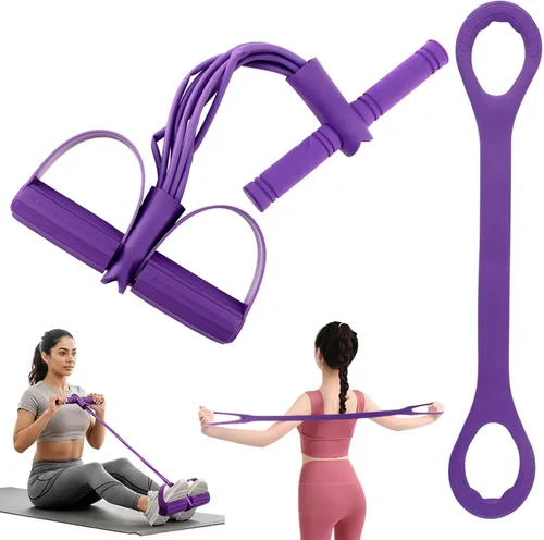 21 bandas de resistencia de fitness con tirador de tobillo de pedal, equipo de entrenamiento de fuerza de cuerpo completo para gimnasio en casa,