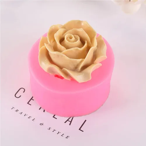 Miniatura 6 de Paquete de 3 moldes de silicona - Formas de flores 3D: rosa, peonía y redondo para hacer velas de resina y jabón XQ-Flower-3-Pack