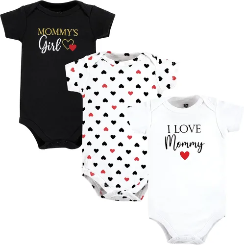 Hudson Baby baby-girls Cotton Bodysuits 3-pack
