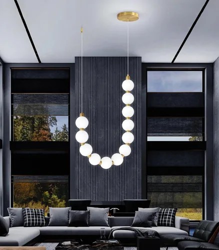 Miniatura 7 de Candelabros modernos LED regulables, bolas de acrílico, iluminación colgante de techo para sala de estar, comedor, dormitorio, luces colgantes