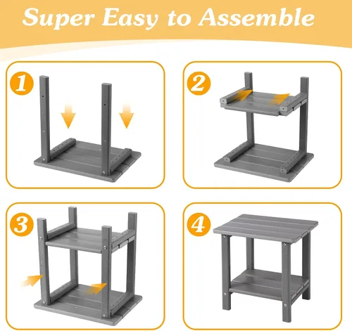 Miniatura 6 de Apolimi Adirondack - Mesa auxiliar para exteriores, mesa auxiliar de patio resistente de 2 niveles, resistente a la intemperie, mesa auxiliar sólida