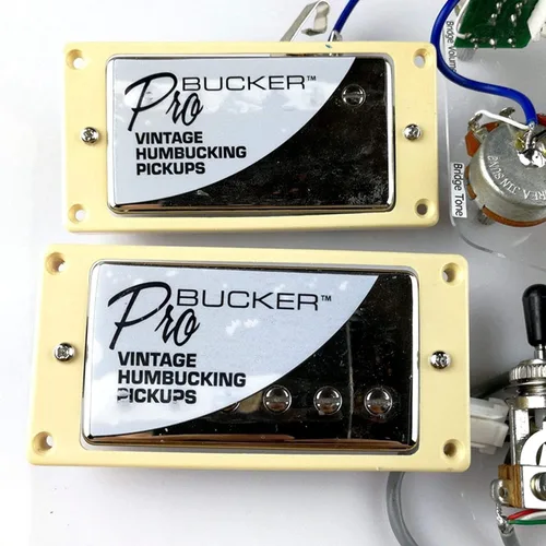 Miniatura 2 de 1 juego de pastillas ProBucker Alnico Bridge&Neck con arnés de cableado profesional ollas e interruptores de 3 vías para guitarra eléctrica cromo